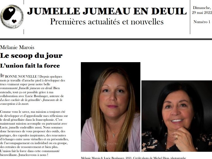 Jumelle jumeau en deuil_Parution No.1